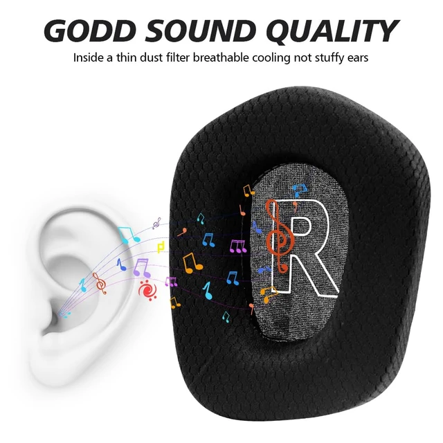 Alt view image 2 of 7 - Replacement Earpads for Logitech G733 G535 G335 Lightspeed Wireless Gaming Headset, Ear Pads Cushions with Comfort Noise Isolation Foam (Black)