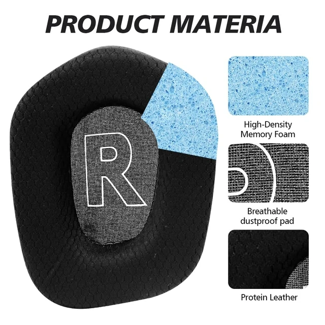 Alt view image 3 of 7 - Replacement Earpads for Logitech G733 G535 G335 Lightspeed Wireless Gaming Headset, Ear Pads Cushions with Comfort Noise Isolation Foam (Black)