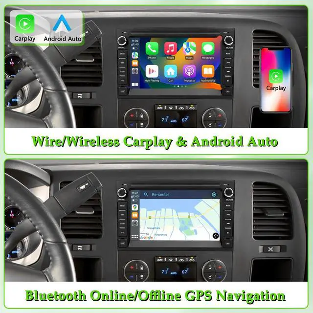 Alt view image 4 of 7 - Car Stereo Radio for Chevrolet Chevy Silverado Tahoe GMC Sierra Yukon | Android 12 with CarPlay Android Auto, Bluetooth GPS Navigation Touch Screen, 7 Inch IPS Screen, 2GB RAM + 64GB ROM