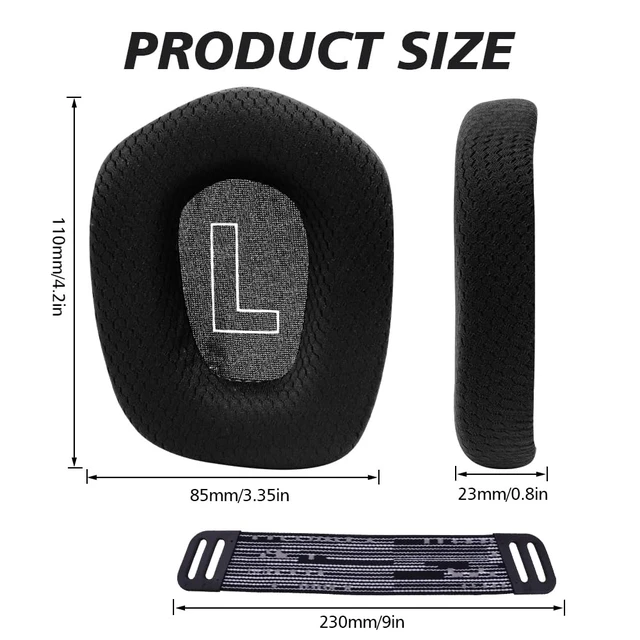 Alt view image 5 of 7 - Replacement Earpads for Logitech G733 G535 G335 Lightspeed Wireless Gaming Headset, Ear Pads Cushions with Comfort Noise Isolation Foam (Black)