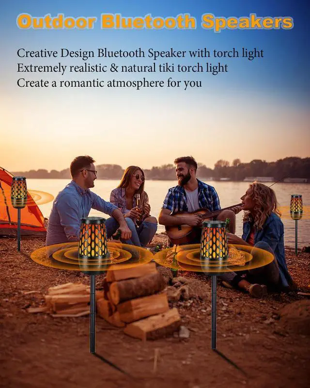 Alt view image 4 of 7 - Upgraded Outdoor Bluetooth Speakers Waterproof, 10 Watt Surround HD Sound Multi-Sync Auto-Pairing up to 100 Speakers, Cool Gadgets Gifts for Men, Outdoor Speaker with Light for Patio Party (2 Pack)