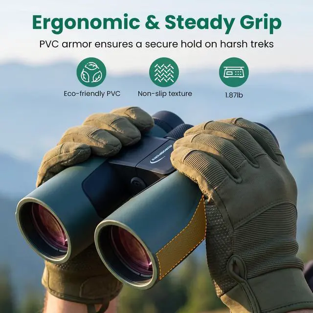 Alt view image 5 of 7 - 15x56 Binoculars for Adults High Powered - Professional BAK4 FMC Optics for Bird Watching, Stargazing, Hunting, Travel & Cruise - 22mm Large Eyepiece for Wide View & Eye Comfort - Green