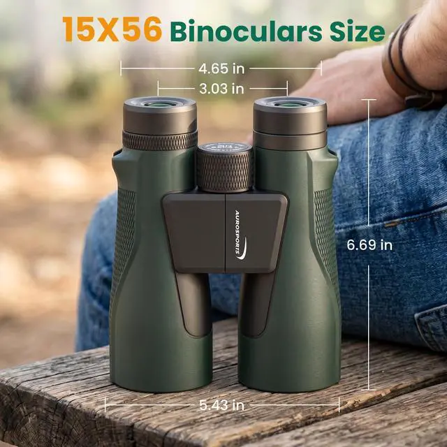 Alt view image 7 of 7 - 15x56 Binoculars for Adults High Powered - Professional BAK4 FMC Optics for Bird Watching, Stargazing, Hunting, Travel & Cruise - 22mm Large Eyepiece for Wide View & Eye Comfort - Green