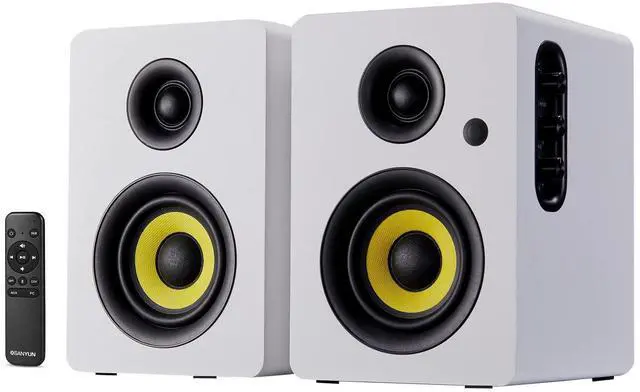 Main image of SW206 80W 2.0 Active Bookshelf Speakers, Dual-Mode Creator & Music | 4" Carbon Fiber + 25mm Silk Dome, 24bit DAC, 6.35mm TRS Balanced + (Optical/Coaxial/AUX/USB/BT) Inputs, MDF, (Pair, White)