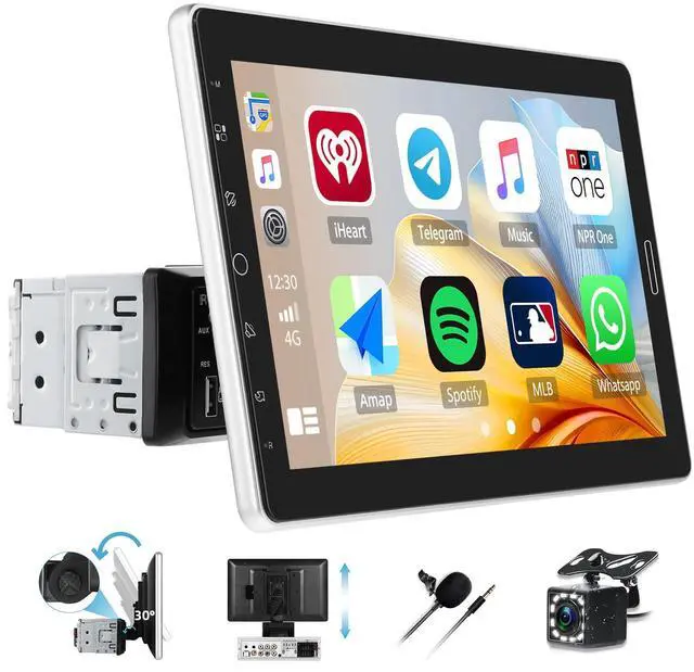 Main image of 10.1 Inch Single Din Car Radio Stereo with Wireless CarPlay&Android Auto, Detachable Touch Screen Radio with Mirror Link AM/FM Radio Bluetooth EQ Audio SWC+Backup Camera+MIC