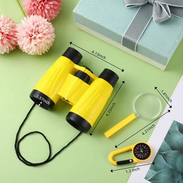 Alt view image 7 of 7 - 24 Pack Christmas Kid Mini Binocular Compass Magnifying Glass Set for 3-12 Years Boy Girl Toddler Gifts Small Compact Telescope Binocular for Bird Watching Outdoor Camping Hiking Exploring