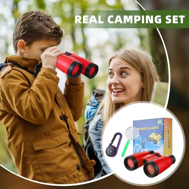 Alt view image 4 of 7 - 24 Pack Christmas Kid Mini Binocular Compass Magnifying Glass Set for 3-12 Years Boy Girl Toddler Gifts Small Compact Telescope Binocular for Bird Watching Outdoor Camping Hiking Exploring