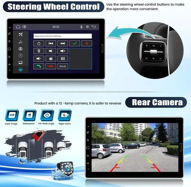 Alt view image 6 of 7 - 10.1 Inch Single Din Car Radio Stereo with Wireless CarPlay&Android Auto, Detachable Touch Screen Radio with Mirror Link AM/FM Radio Bluetooth EQ Audio SWC+Backup Camera+MIC