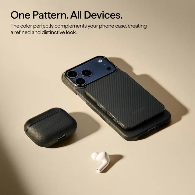Alt view image 5 of 7 - for AirPods Pro 3 Case MagSafe, Leather & Aramid Woven, Black | Slim-Fit Shockproof Protective AirPods Pro 3 Case Cover, Compatible with MagSafe, Premium Leather & Aramid Fiber Woven