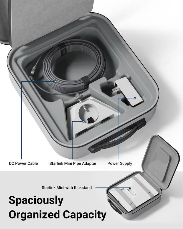 Alt view image 2 of 5 - Starlink Mini Case, Portable Lightweight Protective Travel Case | Shockproof & Splash-Resistant Carrying Case for Starlink Mini & Accessories, Ideal for Travel, Camping and RV Adventures
