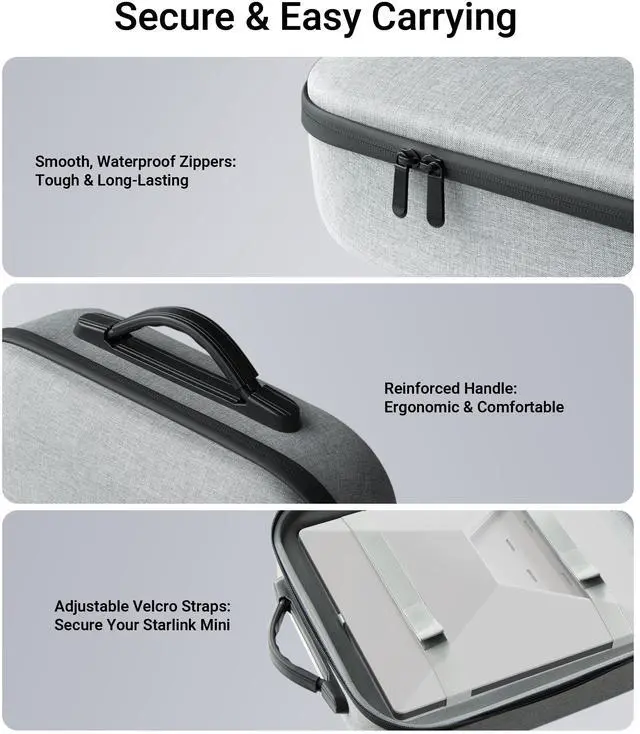 Alt view image 4 of 5 - Starlink Mini Case, Portable Lightweight Protective Travel Case | Shockproof & Splash-Resistant Carrying Case for Starlink Mini & Accessories, Ideal for Travel, Camping and RV Adventures