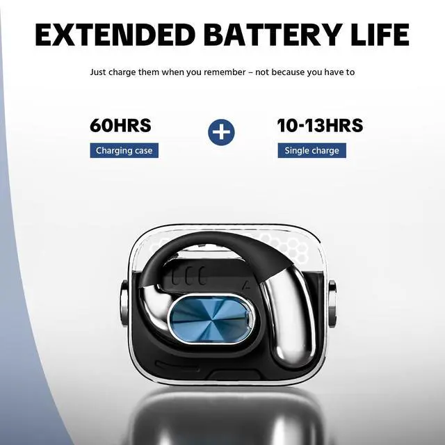 Alt view image 6 of 7 - Open-Ear Headphones360° Rotating Charging Case, Ergonomic Earhook | Bluetooth 6.0, IPX5, 60H Playtime, ENC Call Noise Reduction, Superior Sound Quality, Stable Fit for Commute & Workout
