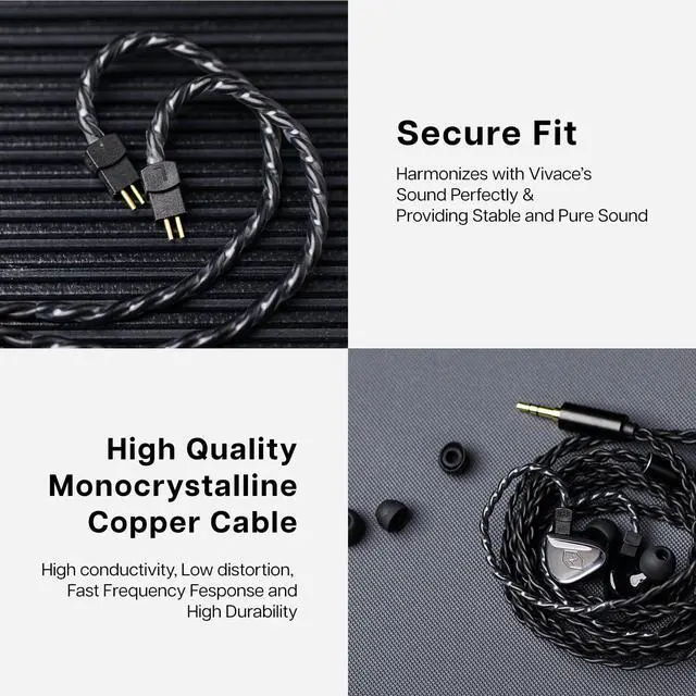 Alt view image 6 of 7 - Tripowin x 0DiBi: Vivace in Ear Monitor, 10mm Titanium Diaphragm Dynamic Driver IEM, HiFi Wired Earbuds Earphone, Gaming Earbuds with 2Pin Detachable Cable for Musicians Audio Enthusiasts