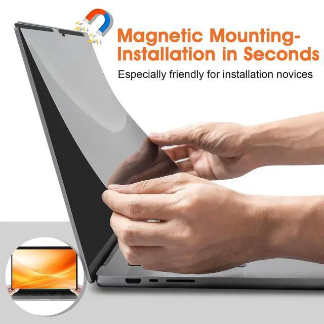 Alt view image 4 of 7 - Magnetic Privacy Screen for MacBook Air 13.6 & 13 Inch (2022-2026, M2, M3, M4, M5), Anti-Blue Light Glare Privacy Screen Shield and Protector for Mac 13 Inch (A2681 A3113 A3240 A3449)