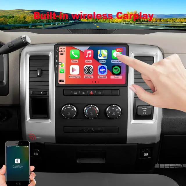 Alt view image 5 of 5 - for Dodge RAM 1500 2500 3500 Radio Upgrade 2009 2010 2011 2012,Android Stereo Replacement,QLED Touch Screen,8core CPU,Wireless carplay Android Auto,Free Camera