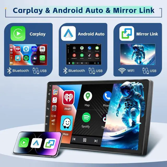 Alt view image 2 of 6 - Android Car Stereo for Kia Sportage 2010-2016 Wireless CarPlay Android Auto | 9 Inch Touchscreen with 8Core 4+64G, Sportage Radio with 5Ghz WiFi GPS Bluetooth5.0 FM/RDS 32EQ/DSP SWC Backup Camera MIC