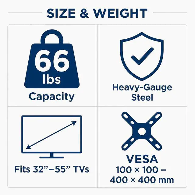 Alt view image 5 of 7 - Mount-It VESA Mount Adapter Kit, 200x200 to 400x400mm, Fits 32-55" TVs | Heavy-gauge steel kit converts 200x200mm mounts to fit 400x200 and 400x400mm patterns