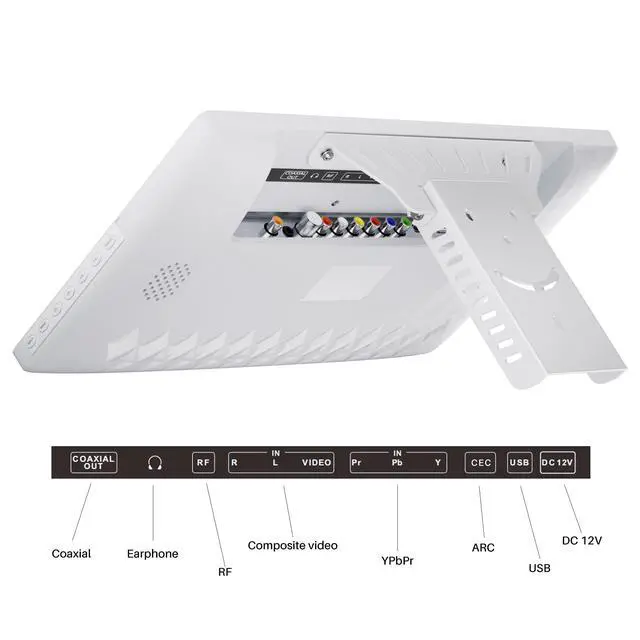 Alt view image 3 of 7 - 15.6" Flip-Down TV for Under Cabinet, 12-Volt Small TV with 90-Degree Rotation, Digital Noise Reduction, and Storage Design for Kitchen, Bedroom, RV, and Yacht