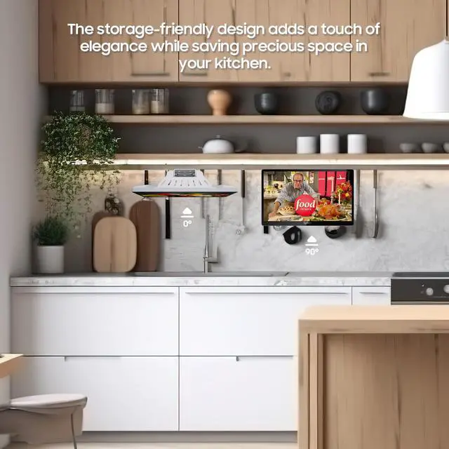 Alt view image 5 of 7 - 15.6" Flip-Down TV for Under Cabinet, 12-Volt Small TV with 90-Degree Rotation, Digital Noise Reduction, and Storage Design for Kitchen, Bedroom, RV, and Yacht