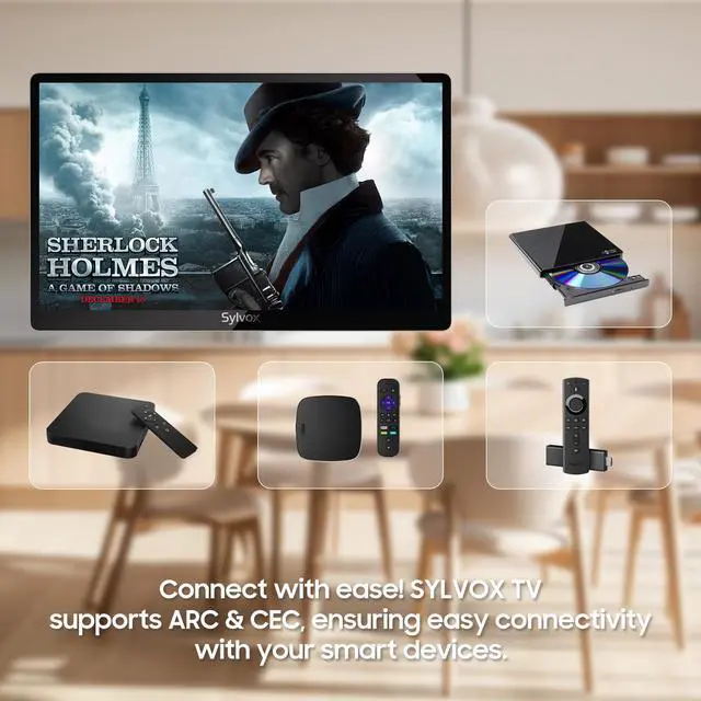 Alt view image 6 of 7 - 15.6" Flip-Down TV for Under Cabinet, 12-Volt Small TV with 90-Degree Rotation, Digital Noise Reduction, and Storage Design for Kitchen, Bedroom, RV, and Yacht