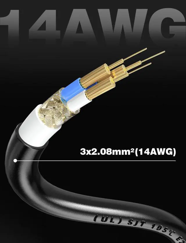 Alt view image 6 of 7 - Power Station Charging Cable 6FT, 14AWG Fast Charging Cable Compatible with Ecoflow Delta/River Series, Bluetti EB3A, Anker 757/767, 125Volt 15A Universal AC Power Cord