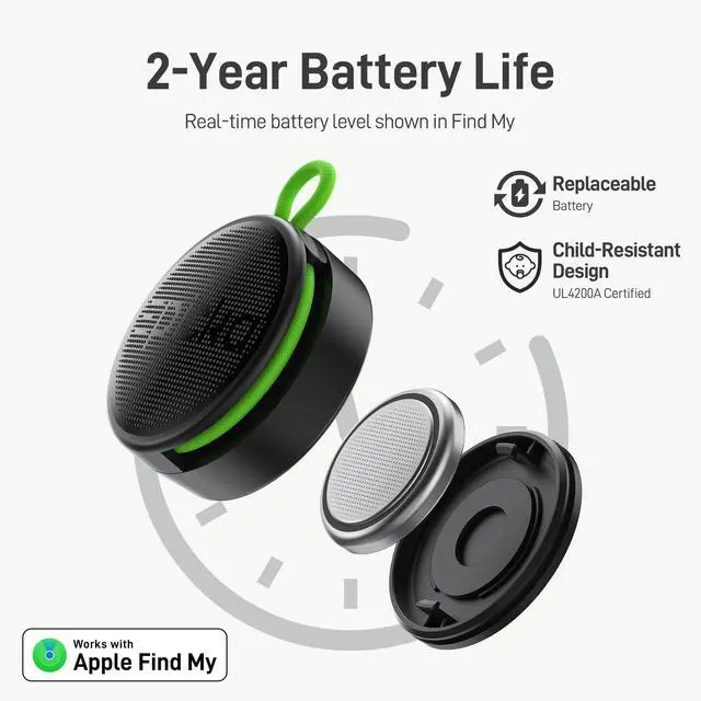 Alt view image 2 of 7 - Tracker Tags with Adjustable Strap, 2-Year Battery, 4 Pack, Black | Works with Apple Find My (iOS Only), IP67 Waterproof, NFC-Enabled Item Finder for Keys, Luggage, Bikes, and Pets