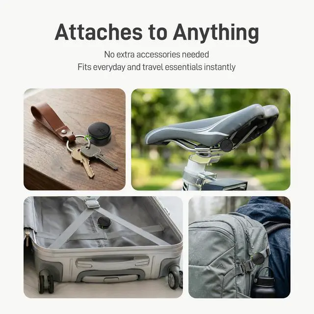 Alt view image 4 of 7 - Tracker Tags with Adjustable Strap, 2-Year Battery, 4 Pack, Black | Works with Apple Find My (iOS Only), IP67 Waterproof, NFC-Enabled Item Finder for Keys, Luggage, Bikes, and Pets