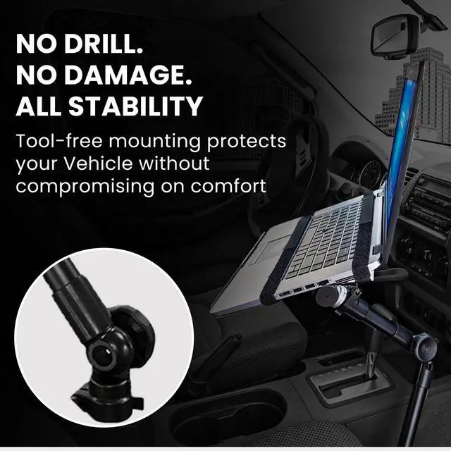 Alt view image 3 of 7 - Car Laptop Mount, No-Drill Passenger Seat Laptop Stand for 1215.4 Inch Laptops up to 9 lbs, Height Adjustable Full Motion Vehicle Laptop Mount