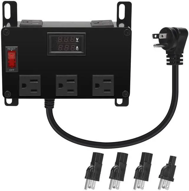 Main image of Media Cabinet Power Strip, 5 Outlets, Half Width, Compatible with On-Q Media Cabinets, 3 IEC C13 Adapters, 1 IEC C7 Adapter, AC1031