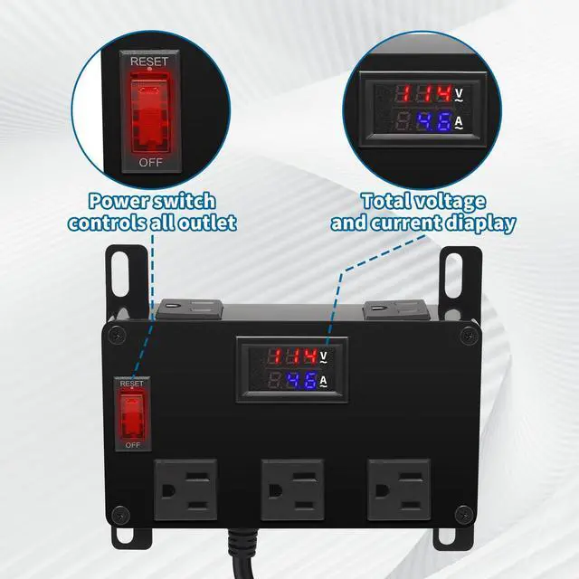 Alt view image 4 of 7 - Media Cabinet Power Strip, 5 Outlets, Half Width, Compatible with On-Q Media Cabinets, 3 IEC C13 Adapters, 1 IEC C7 Adapter, AC1031