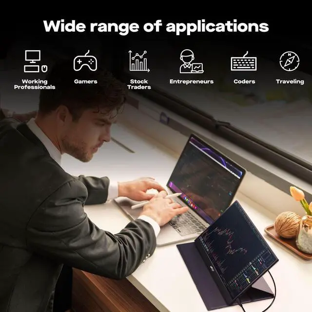 Alt view image 4 of 7 - Mobile Pixels Fold Portable Monitor, 15.6 "1080P Full HD Laptop Monitor | Plug and Play USB C/HDMI Travel Monitors with Smart Case for macOS/Windows/Android/Switch