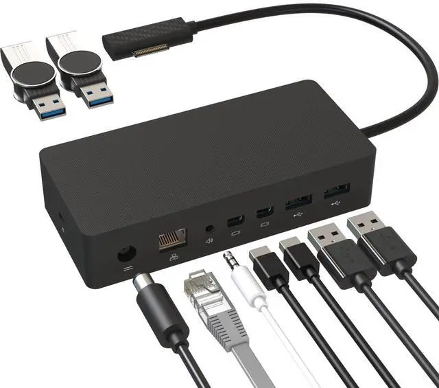 Main image of New Ms Surface Docking Station with 90W Power Supply, Double mini DP | 4*USB3.0, Ethernet,3.5mm Audio,Compatible with Surface Pro series, Laptop series, Laptop go, Surface Book2/1, Surface Go