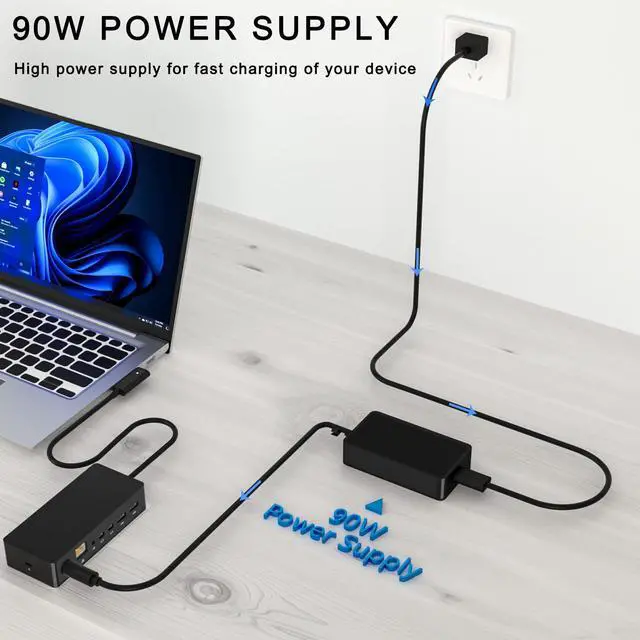 Alt view image 5 of 6 - New Ms Surface Docking Station with 90W Power Supply, Double mini DP | 4*USB3.0, Ethernet,3.5mm Audio,Compatible with Surface Pro series, Laptop series, Laptop go, Surface Book2/1, Surface Go