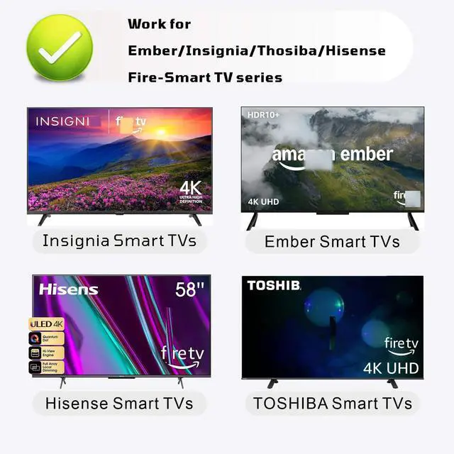 Alt view image 2 of 7 - Replacement Smart Ember Remote, Work for Insignia Toshiba TCL Hisense TV | Universal | Aex@ | Voice Control | Bluetooth | Prime Video Netflix Disney+ Amazon Music