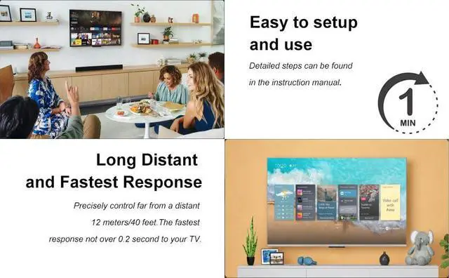 Alt view image 7 of 7 - Replacement Smart Ember Remote, Work for Insignia Toshiba TCL Hisense TV | Universal | Aex@ | Voice Control | Bluetooth | Prime Video Netflix Disney+ Amazon Music