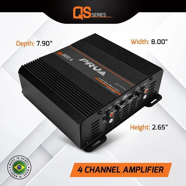 Alt view image 4 of 7 - QS800.4 2 Ohm Compact 4 Channel Car Audio Amplifier 4 x 220 Watts RMS at 2 Ohm - 800 Watt Amp 12 Volts Amp Class D Bridgeable 800x4 High Power Stereo