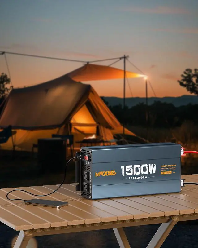 Alt view image 7 of 7 - 1500W Power Inverter, 12V DC to 120V AC Converter with Dual AC Outlets,QC3.0 18W USB and 30W Type-C, Car Inverter for Truck RV Home - Navy Blue/Black