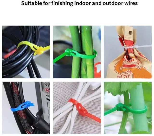 Alt view image 7 of 7 - 100 PCS 12 Inch Color Releasable Cable Zipper Cable Ties, Adjustable Reusable 50 Lbs Tensile Strength Nylon Cable Ties for Lndoor and Outdoor Multipurpose Plastic Cable Ties (Multicolor)