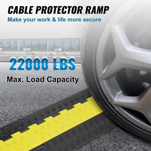 Alt view image 2 of 7 - Cable Protector Ramp, 2 Channel, 22000 lbs/axle Capacity Heavy Duty TPU Wire Cord Cover Ramp Hose Protector Driveway, Traffic Speed Bump w/TPR Flip-Open Top Cover, for Indoor & Outdoor