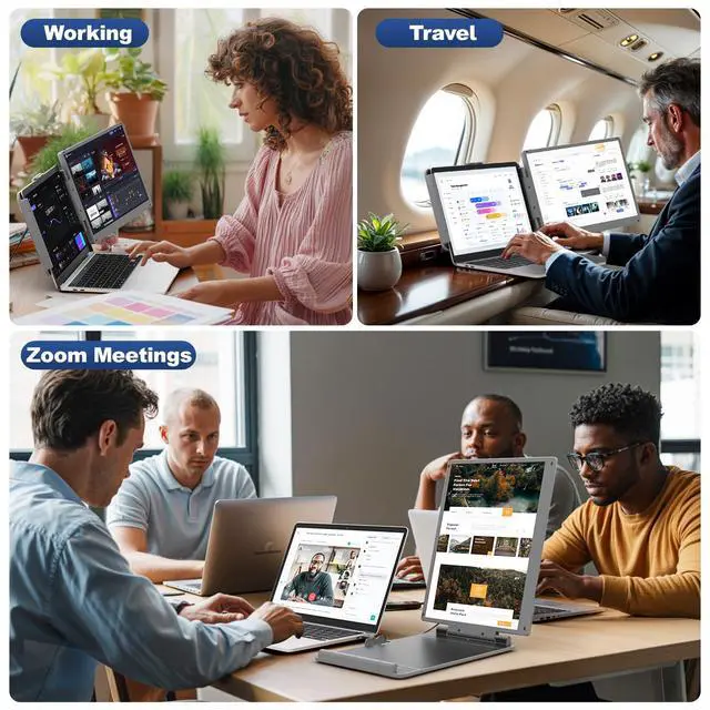 Alt view image 6 of 7 - 14" 2K Ultra-Clear Laptop Screen Extender, Portable Dual Monitor for 13-17 Inch Laptops, USB-C/HDMI Plug & Play IPS Display, Compatible with Mac/Windows/Android/Switch/PS5/Xbox
