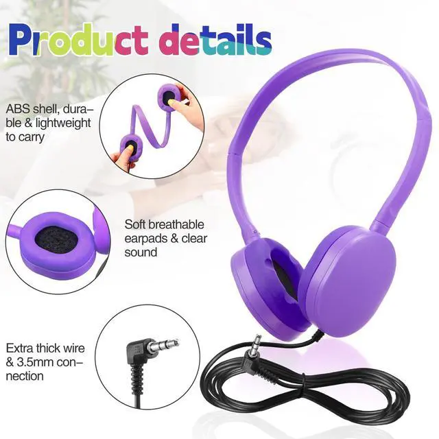 Alt view image 3 of 7 - 18 Pack Class Set Headphones for Students Bulk Headphones for Classroom School Adjustable 3.5mm Wired Earphones Classroom Must Haves Teacher Supplies(Mixed Colors)