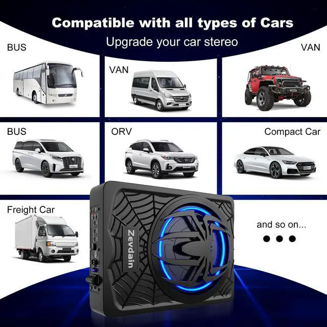 Alt view image 6 of 7 - 1200w subwoofer,Under Seat Subwoofers with Amp(Class D MOSFET Amp) | Slim Under Seat Powered Car Subwoofer,Underseat Car Subwoofer and Amp Package,Truck Sub and Amp Combo(Blue LED)