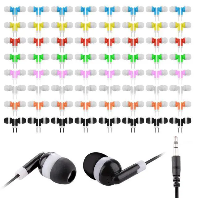 Main image of 50 Pack Bulk Kids Earbuds for Classroom, Student Wired Headphones in Ear Earbuds for School Librariy, 3.5mm Multi Colored Wholesale Earphones for Chromebook Laptop PC