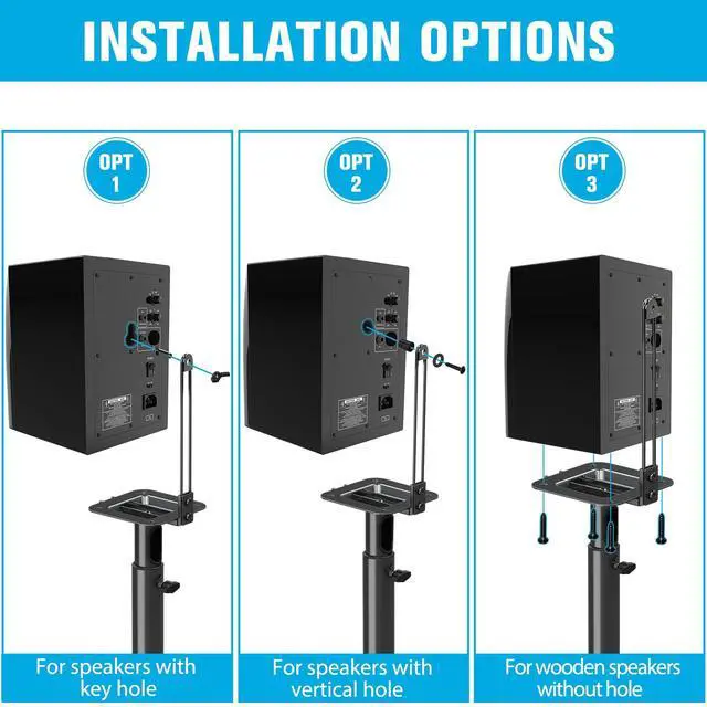 Alt view image 2 of 7 - Speaker Stands - Height Adjustable Speaker Stand for Vizio, Polk, JBL, Sony, Speaker Stands Pair with Wire Management (Holds up to11LBS Per Stand)