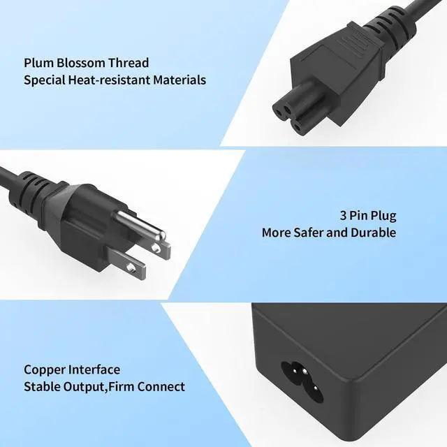 Alt view image 7 of 7 - 45W USB Type C AC Adapter Compatible wiht Lenovo Chromebook C330 300e 100e 500e N23 Yoga, Lenovo ThinkPad T480 T480s T580 2nd Gen MTK AST Type-C 20V 2.25A 45Watt Laptop Power Charger