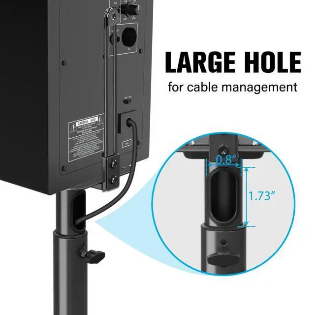Alt view image 4 of 7 - Speaker Stands - Height Adjustable Speaker Stand for Vizio, Polk, JBL, Sony, Speaker Stands Pair with Wire Management (Holds up to11LBS Per Stand)