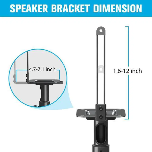 Alt view image 3 of 7 - Speaker Stands - Height Adjustable Speaker Stand for Vizio, Polk, JBL, Sony, Speaker Stands Pair with Wire Management (Holds up to11LBS Per Stand)