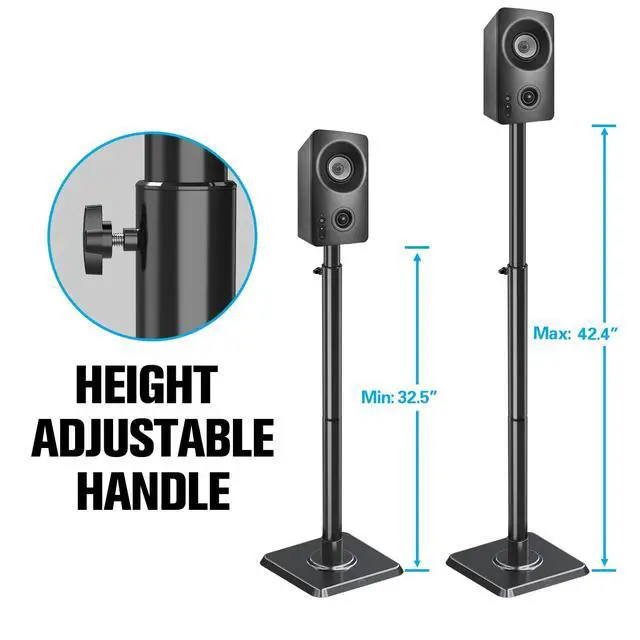 Alt view image 7 of 7 - Speaker Stands - Height Adjustable Speaker Stand for Vizio, Polk, JBL, Sony, Speaker Stands Pair with Wire Management (Holds up to11LBS Per Stand)