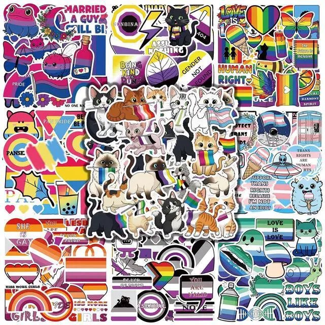 Main image of 600 Pcs Assorted Pride Stickers Bulk, LGBTQ Diversity Flag Decals for Water Bottle Laptop Skateboard, Waterproof Vinyl Mixed All Kind of Pride Stickers LGBTQ Month Party Favors Community
