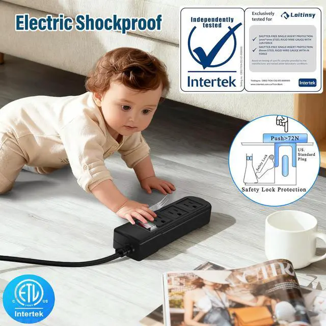 Alt view image 3 of 7 - Outdoor Power Strip Weatherproof 15 FT, IPX4 Waterproof 3 Outlets Extension Cord with 45° Flat Plug,Shockproof and Overload Protection,Wall Mountable for Camping, Holiday, Bathroom, Garden,Patio, ETL